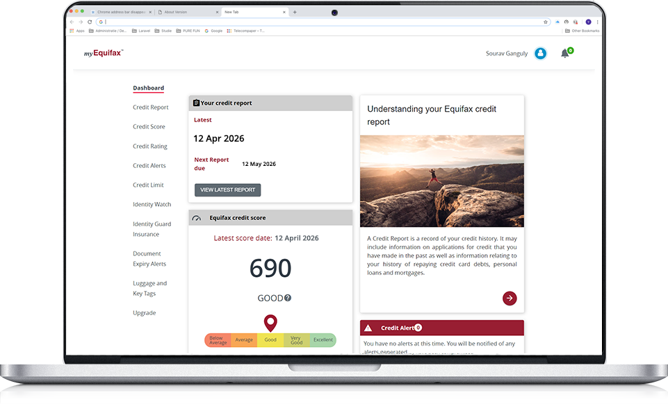myEquifax dashboard